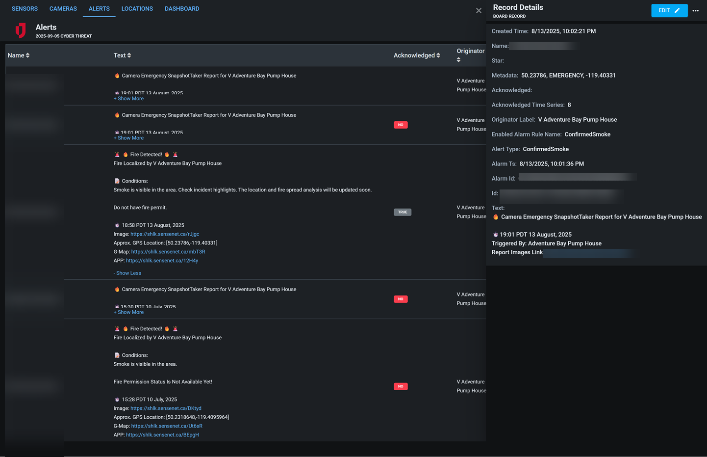 SenseNet Alert List Dark Mode